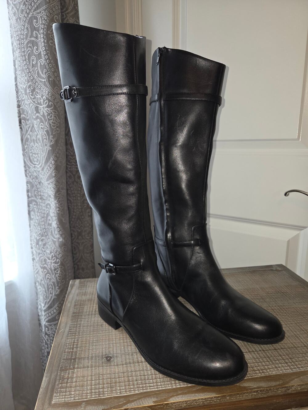 Marc Fisher Leather Flat Heel Riding Boots Size 9.5 M